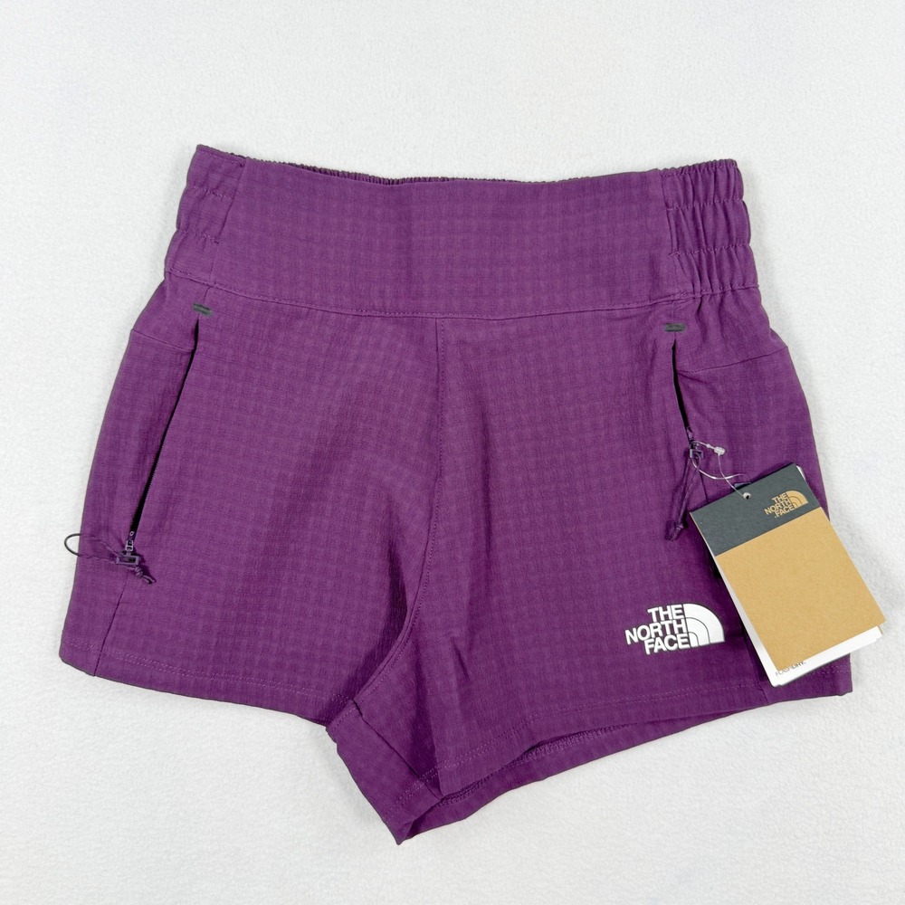 The North Face Tekware Grid Shorts Size XS-SHORT Womens Currant Purple NEW